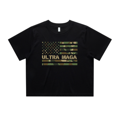 Ultra Maga Camo Flag Crop Tee