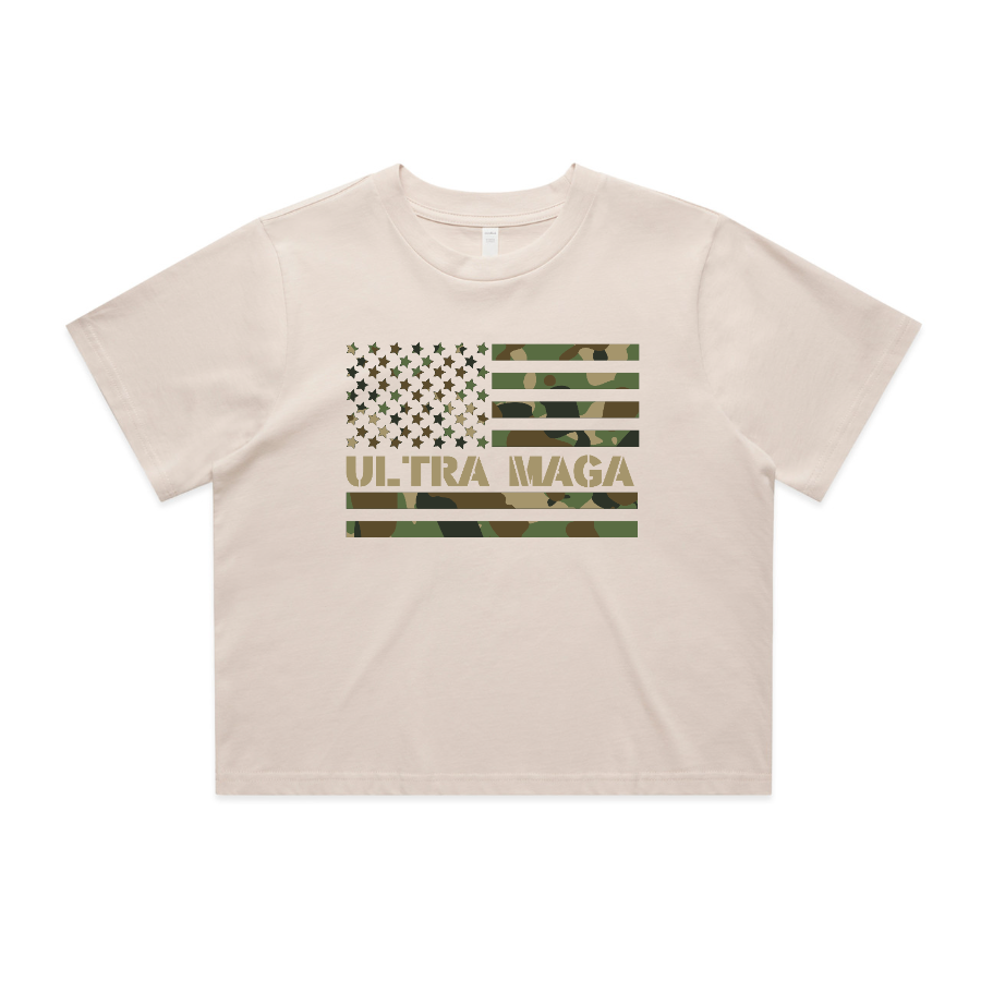 Ultra Maga Camo Flag Crop Tee