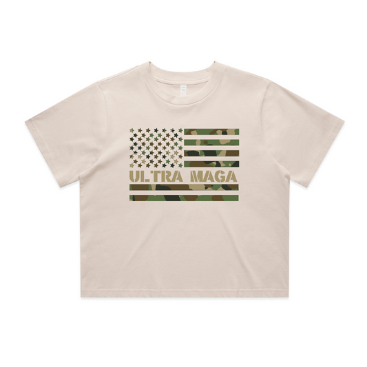 Ultra Maga Camo Flag Crop Tee