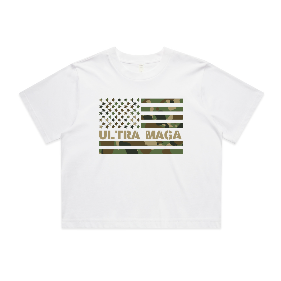 Ultra Maga Camo Flag Crop Tee